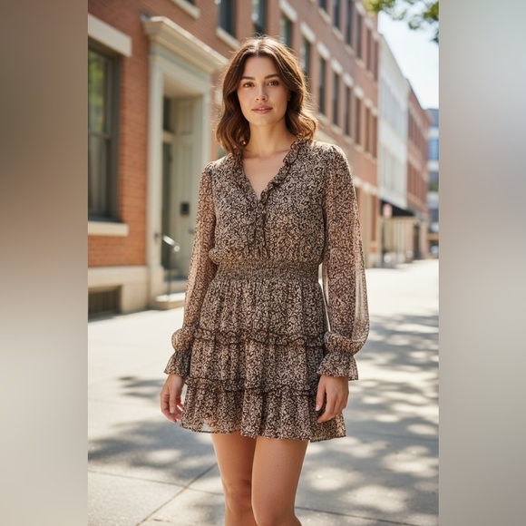 Altard State NEW - Sz L - ruffled tiered western boho style long sleeve dress - Picture 8 of 8